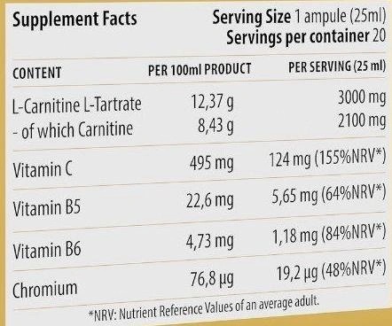 Dorian Yates Nutrition Liquid L-Carnitine Shot 3000-factsheets