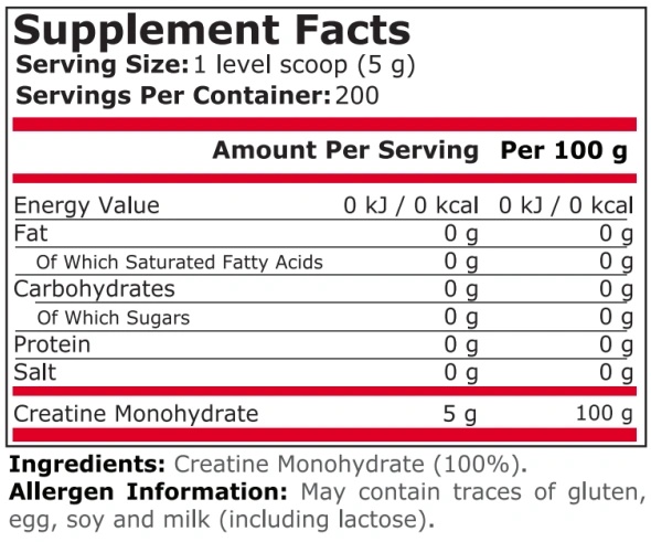 Pure Nutrition 100% Pure Creatine 1000 g-factsheets