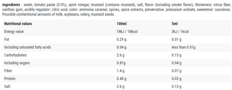 Cheat Meal Smoke BBQ 350ml / 0 Calorie Sauce-factsheets