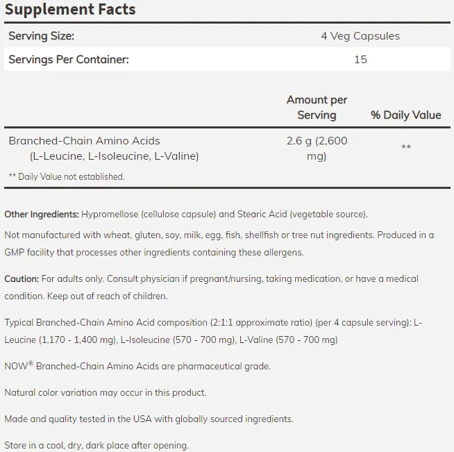 NOW Branched Chain Amino Acids 800 mg-factsheets