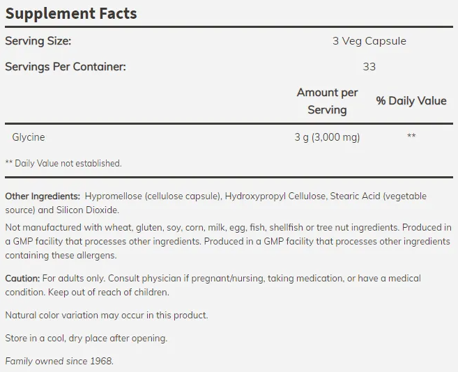 NOW Glycine 1000mg-factsheets