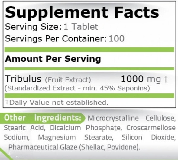 Pure Nutrition Tribulus Terrestris / 1000mg / 100 tablets-factsheets