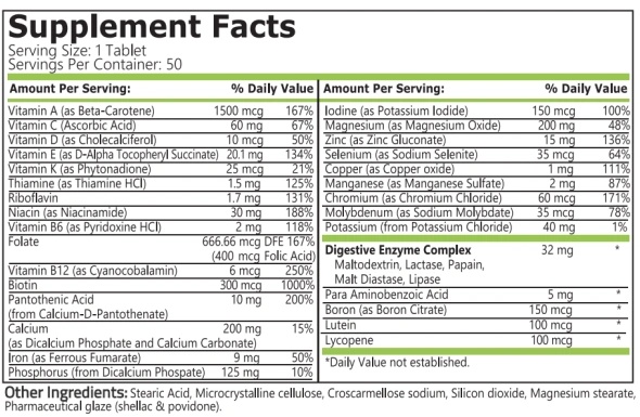 Pure Nutrition Daily Vits / 100 tablets-factsheets