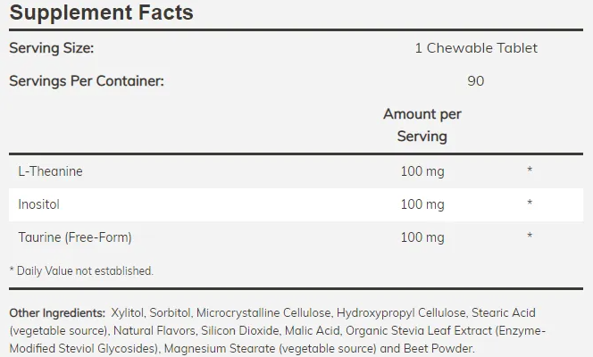 NOW L-Theanine 100 mg Plus-factsheets
