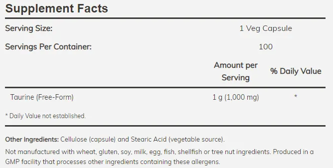 NOW Taurine 1000 mg-factsheets