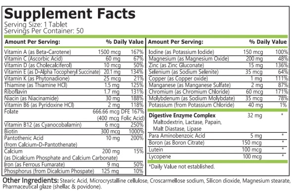 Pure Nutrition Daily Vits / 50 tablets-factsheets