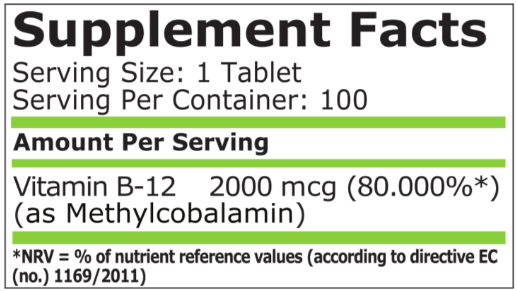 Pure Nutrition Methyl B12 / 100 tablets-factsheets