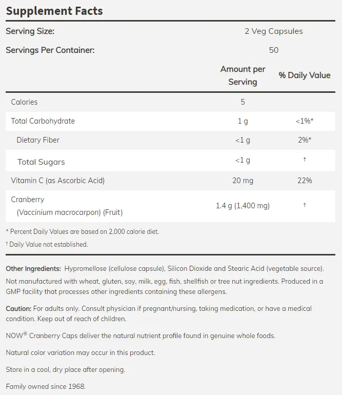 NOW Cranberry Concentrate 700 mg-factsheets