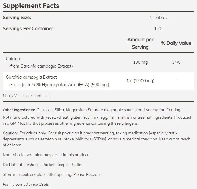 NOW Garcinia 1000 mg-factsheets