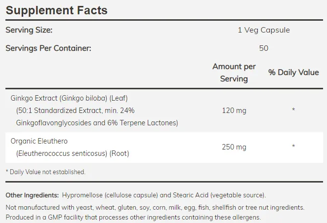 NOW Ginkgo Biloba 120 mg-factsheets