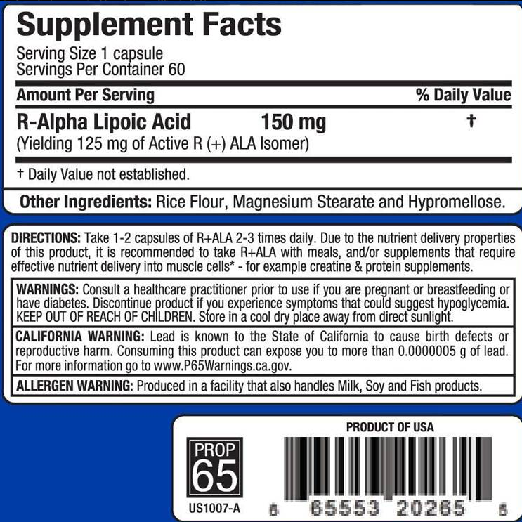 Allmax Nutrition R-ALA Antioxidant 150 mg-factsheets