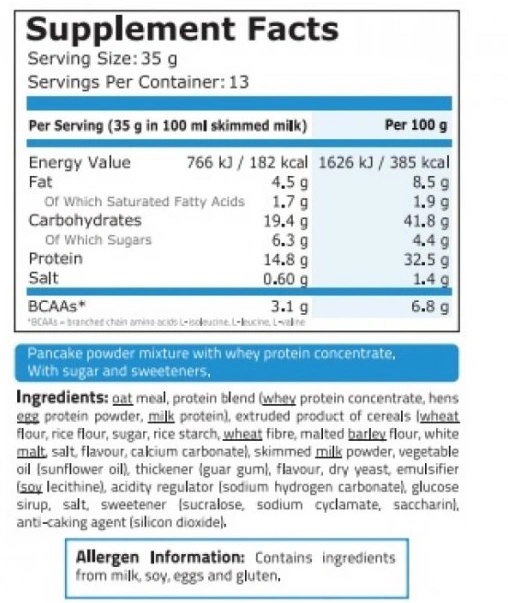 Pure Nutrition Protein PanCake 454g-factsheets