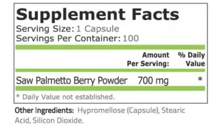 Pure Nutrition Saw Palmetto 700 mg / 100 capsules-factsheets