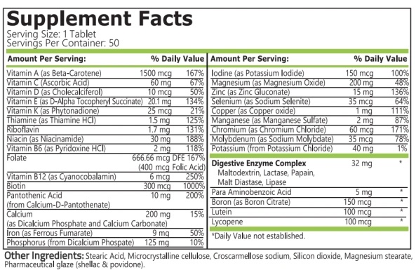 Pure Nutrition Daily Vits / 200 tablets-factsheets