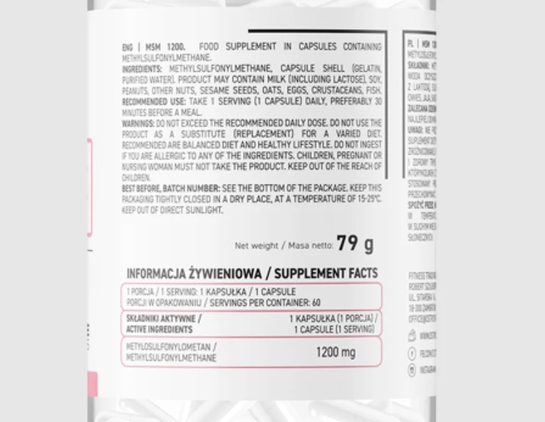 OstroVit MSM 1200 mg-factsheets