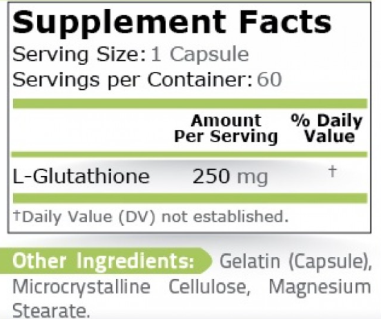Pure Nutrition L-Glutathione 250 mg-factsheets