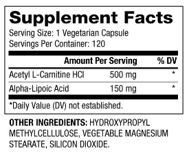 Biovea Acetyl L-Carnitine + Alpha Lipoic Acid 650 mg-factsheets