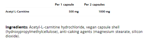 VPLaB UltraVit Acetyl L-Carnitine - L-Carnitine 60 capsules-factsheets