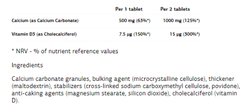 VPLaB UltraVit Calcium D3-factsheets