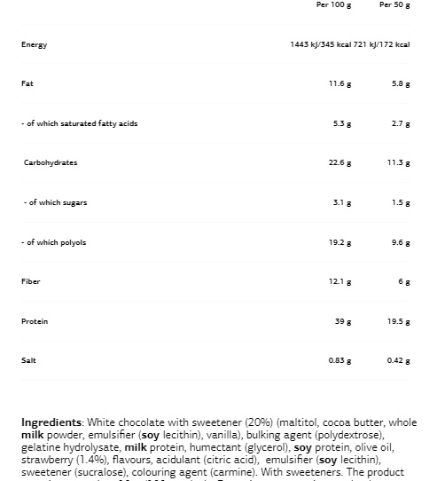 VPLaB High Protein Bar 50 g-factsheets
