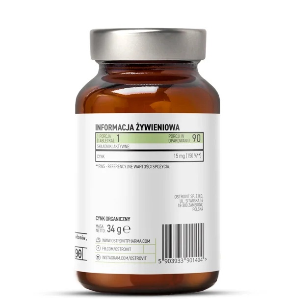 OstroVit PHARMA Organic Zinc Picolinate 15 mg-factsheets