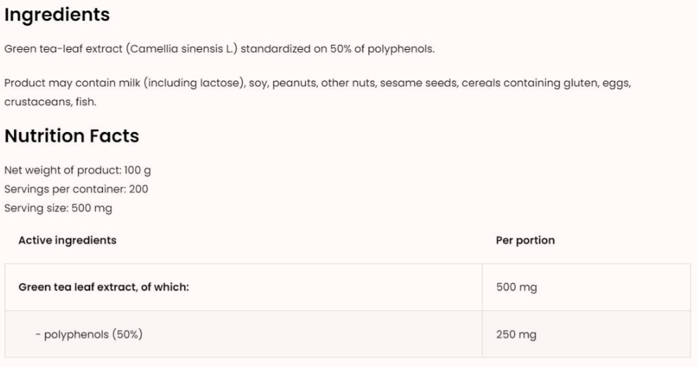 OstroVit Green Tea Extract / Powder-factsheets