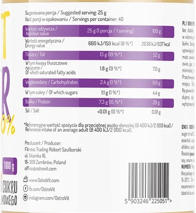 OstroVit 100% Peanut Butter Crunchy-factsheets