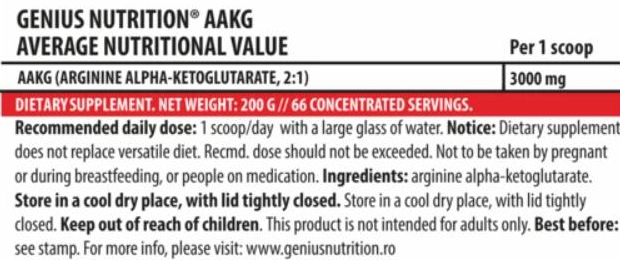 Genius Nutrition AAKG-factsheets