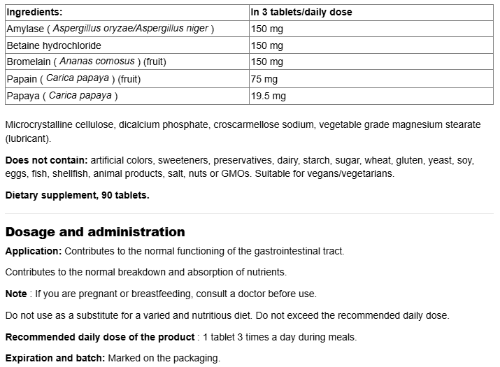 Webber Naturals Digestive Enzymes 182mg-factsheets