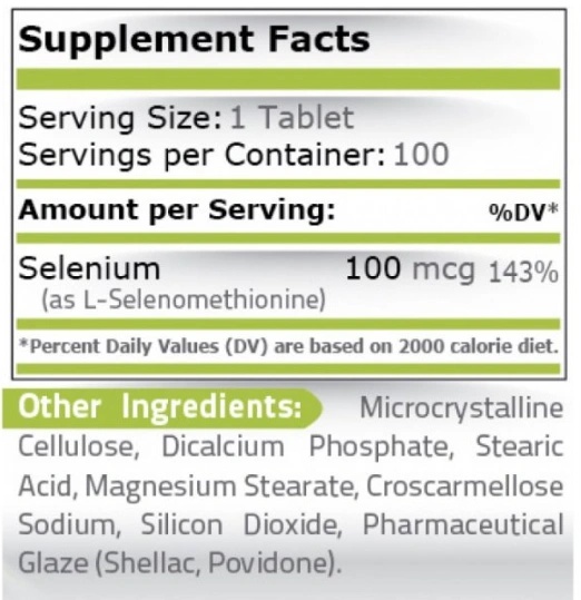 Pure Nutrition Selenium 100 mg / 100 tablets-factsheets