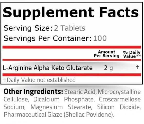 Pure Nutrition AAKG 1000 mg / 200 tablets-factsheets