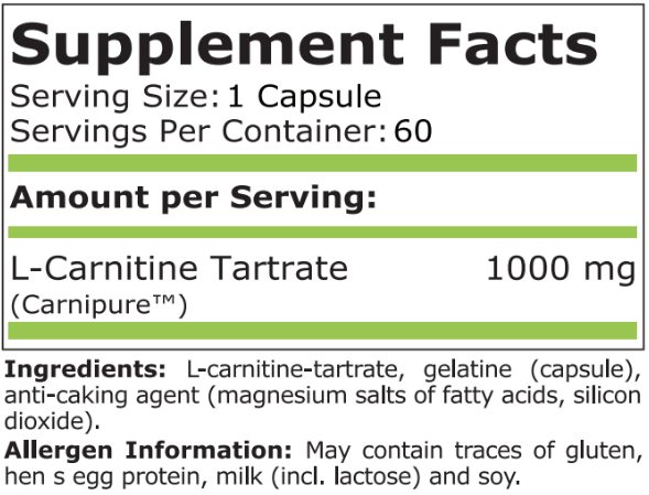 Pure Nutrition L-Carnitine 1000 / 60 capsules-factsheets
