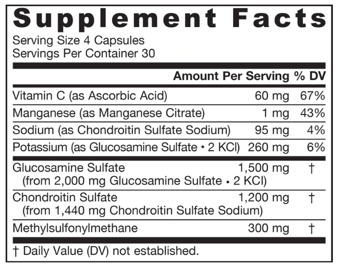 Jarrow Formulas Glucosamine Chondroitin MSM-factsheets