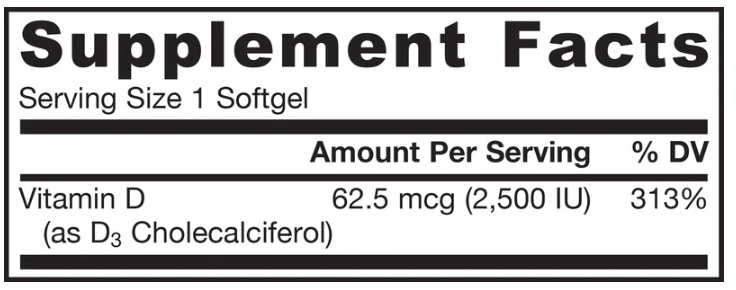 Jarrow Formulas Vitamin D3 2500IU-factsheets