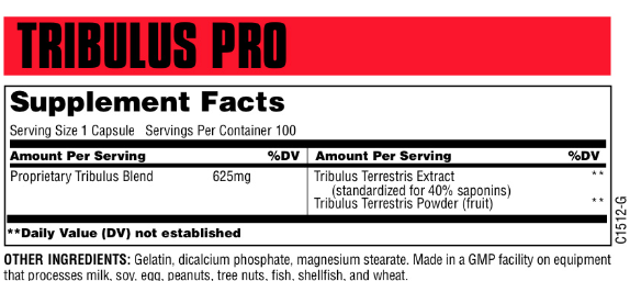 Universal Tribulus Pro 625mg. / 100 Caps.-factsheets