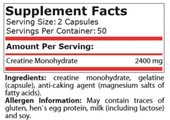 Pure Nutrition Creatine Monohydrate 1200 mg-factsheets