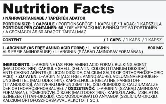 Nutriversum L-Arginine 800 mg / 60 caps-factsheets