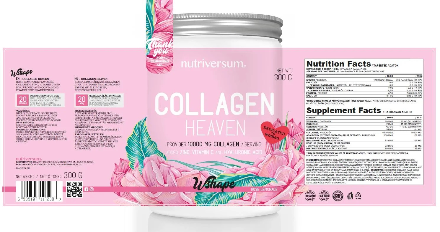 Nutriversum Collagen Heaven | added Zinc, Vitamin C and Hyaluronic Acid-factsheets