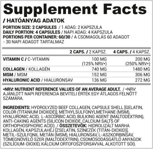 Nutriversum Collagen, Hyaluron, MSM + Vitamin C-factsheets