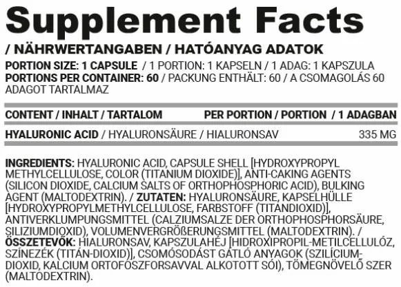 Nutriversum Hyaluron Caps | Hyaluronic Acid 335 mg - 60 caps / 60 servs-factsheets