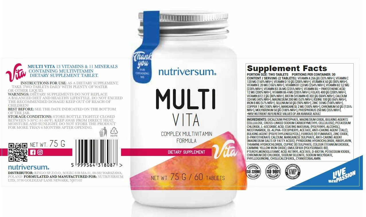 Nutriversum Multi Vita | Complex Multivitamin Formula-factsheets