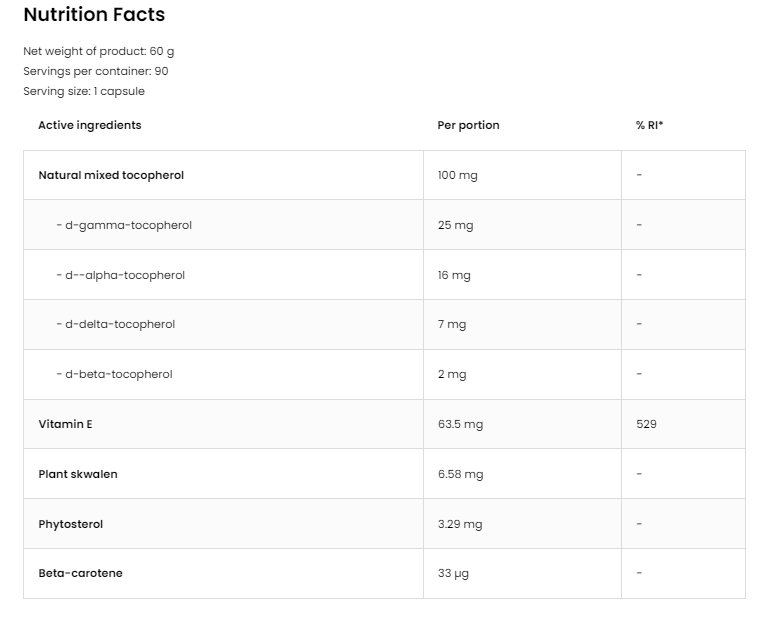 OstroVit Vitamin E / Natural Tocopherols Complex-factsheets