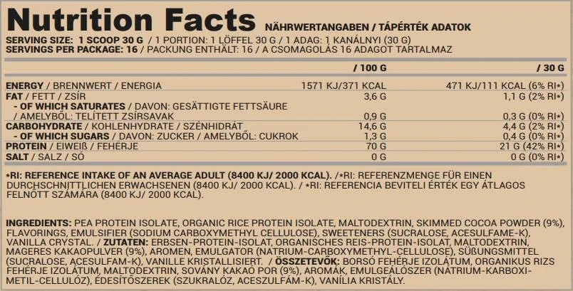 Nutriversum Vegan Protein | Pea and Rice-factsheets