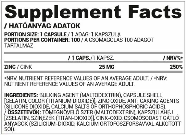 Nutriversum Zinc Caps | 25 mg Zinc Oxide-factsheets