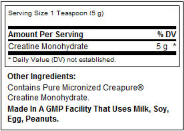 Universal Creatine Monohydrate 300 gr / 60 servs-factsheets