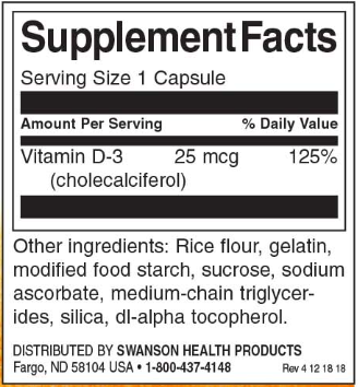 Swanson High Potency Vitamin D-3 1000IU-factsheets