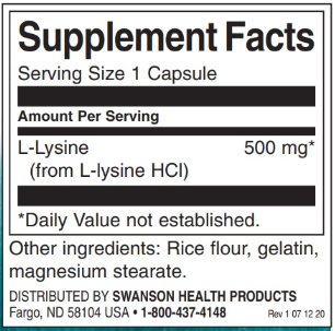 Swanson L-Lysine - Free Form 500mg-factsheets