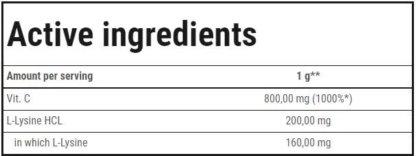 Trec Nutrition Vitamin C + L-Lysine Powder-factsheets