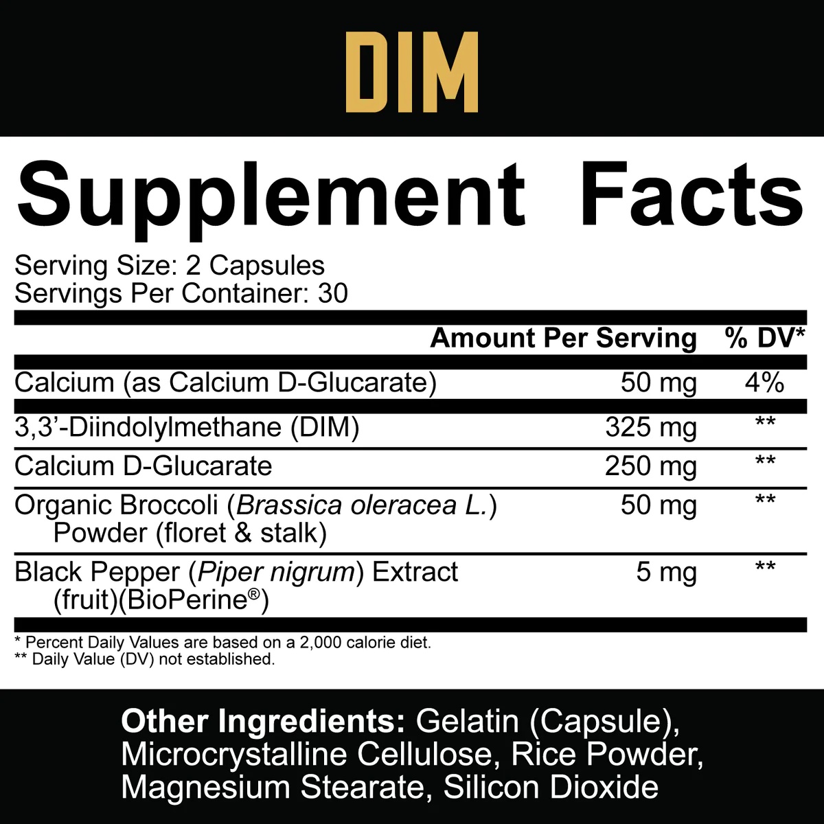 Rich Piana 5% Nutrition DIM with Calcium D-Glucarate-factsheets