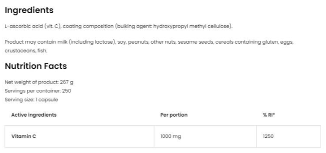 OstroVit Vitamin C 1000 mg-factsheets